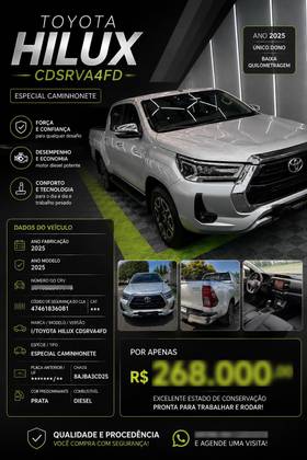 TOYOTA HILUX 2.8 D-4D TURBO DIESEL CD SRV 4X4 AUTOMÁTICO TOYOTA HILUX 2.8 D-4D TURBO DIESEL CD SRV 4X4 AUTOMÁTICO